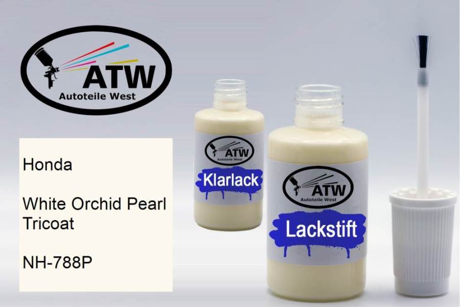 Honda, White Orchid Pearl Tricoat, NH-788P: 20ml Lackstift + 20ml Klarlack - Set, von ATW Autoteile West.